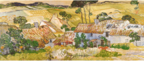 krovni prozori na slici Vincenta van Gogha Farms near Auvers