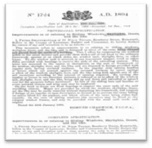 prvi patent krovni prozori 1894